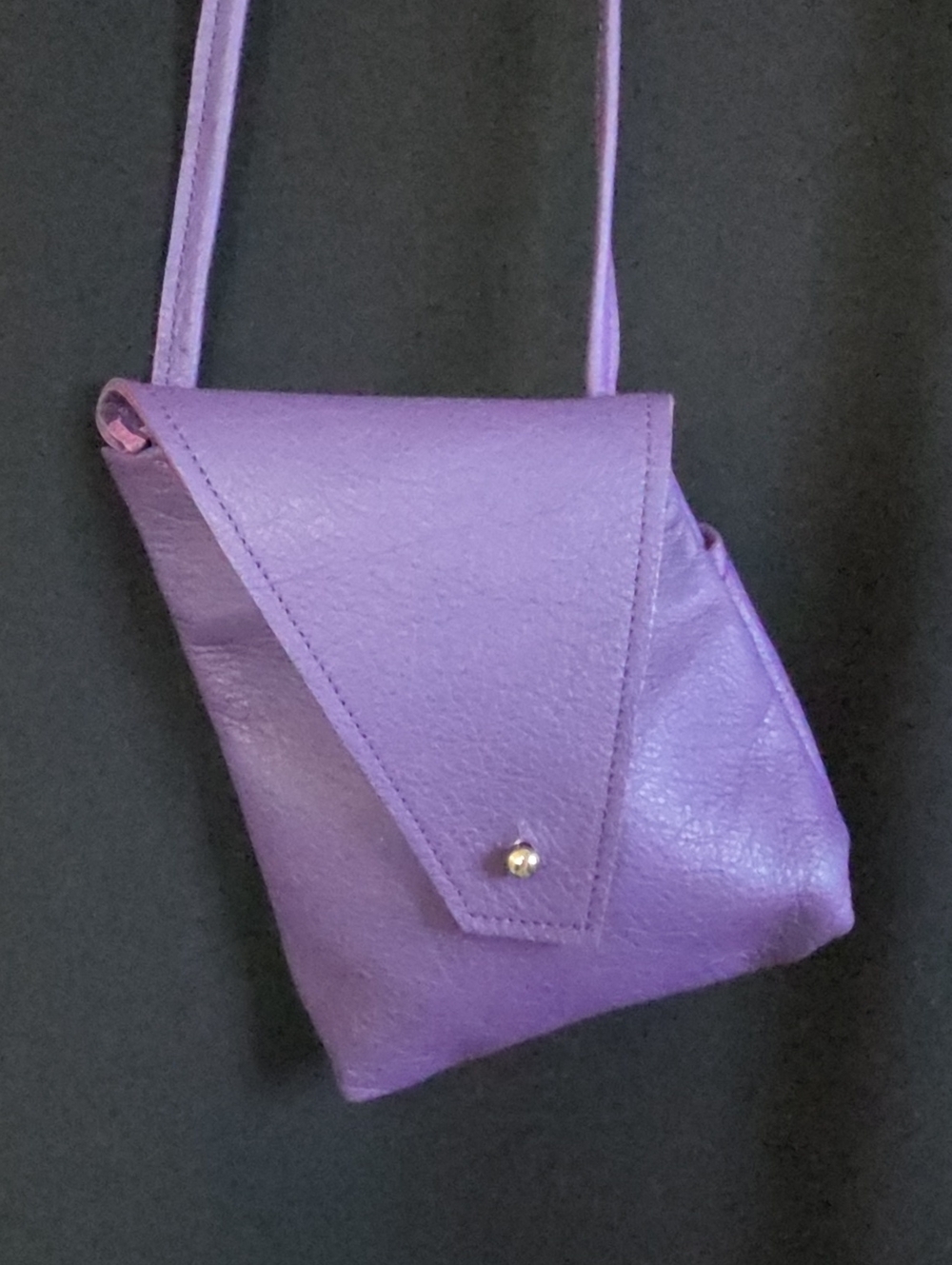 Sleek Purple Leather Crossbody with Flap Closure